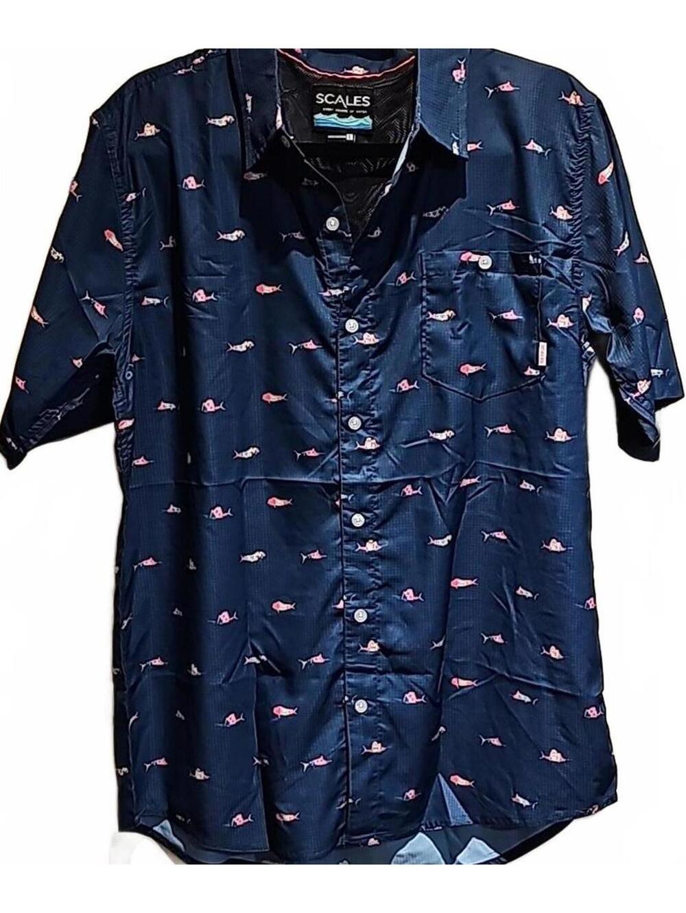 Scales fishing performance shorts sleeve button up size L